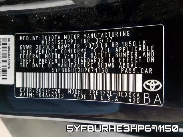 5YFBURHE3HP671150 фото 2