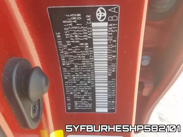 5YFBURHE5HP582101 фото 2