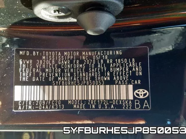 5YFBURHE5JP850053 фото 2