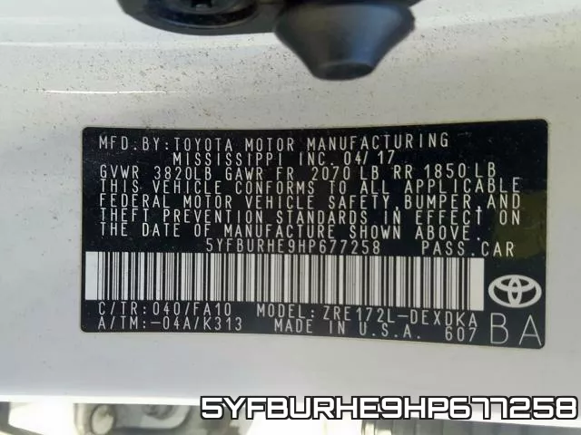 5YFBURHE9HP677258 фото 2