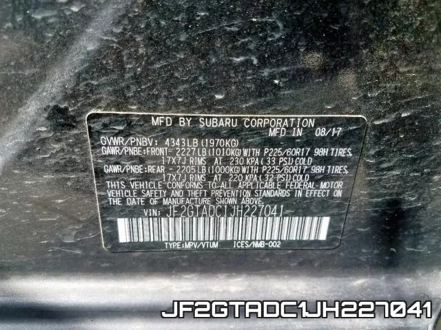 JF2GTADC1JH227041 фото 2