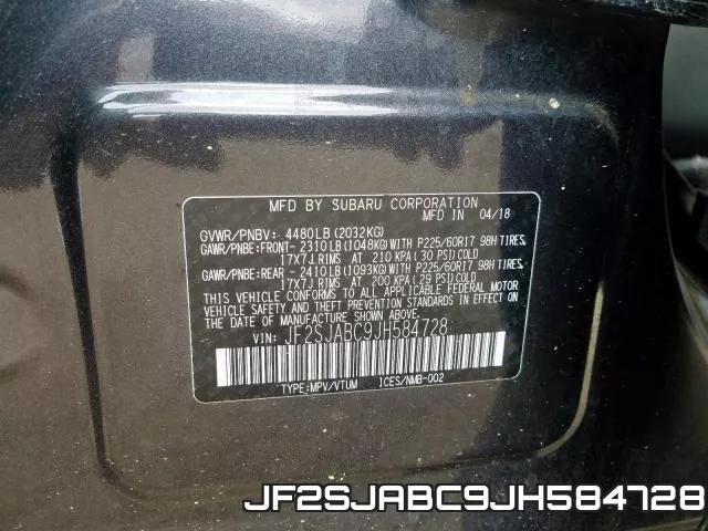 JF2SJABC9JH584728 фото 2