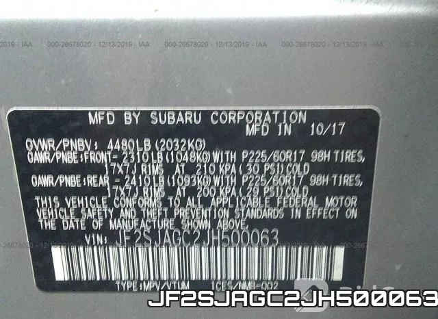 JF2SJAGC2JH500063 фото 10