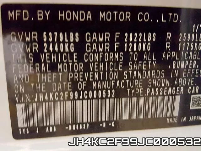 JH4KC2F99JC000532 фото 2
