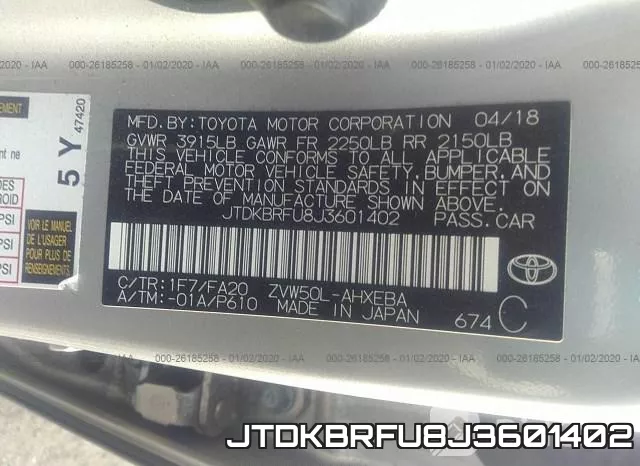 JTDKBRFU8J3601402 фото 10