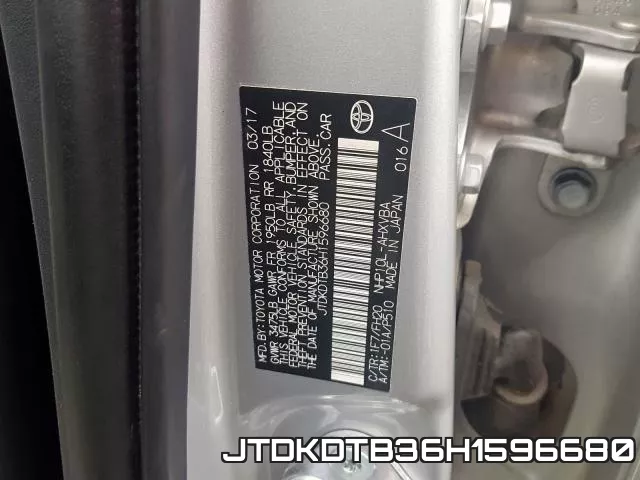 JTDKDTB36H1596680 фото 2