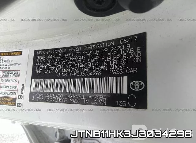 JTNB11HK3J3034298 фото 10