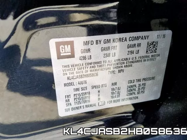 KL4CJASB2HB058636 фото 2