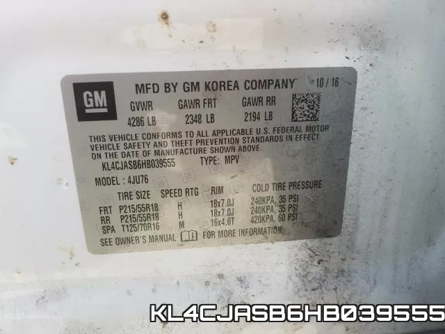 KL4CJASB6HB039555 фото 2