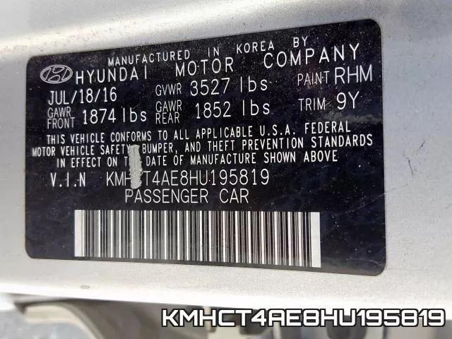 KMHCT4AE8HU195819 фото 2