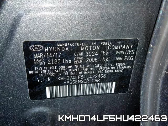 KMHD74LF5HU422463 фото 2