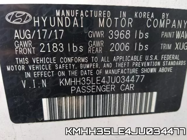 KMHH35LE4JU034477 фото 2