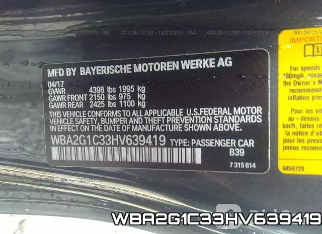 WBA2G1C33HV639419 фото 10