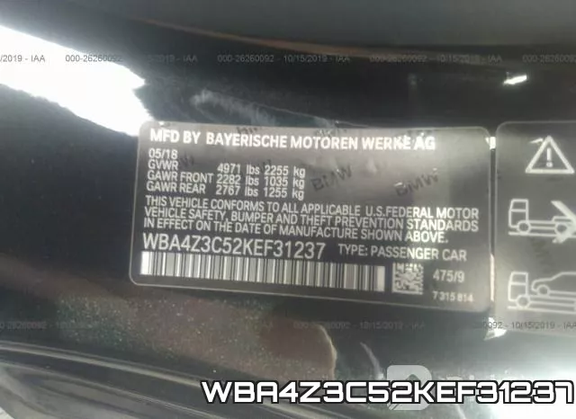 WBA4Z3C52KEF31237 фото 10