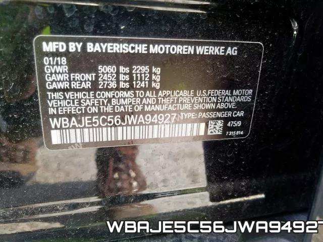 WBAJE5C56JWA94927 фото 2