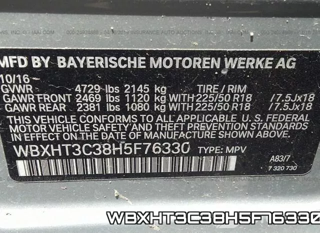 WBXHT3C38H5F76330 фото 10