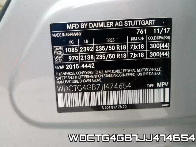 WDCTG4GB7JJ474654 фото 2
