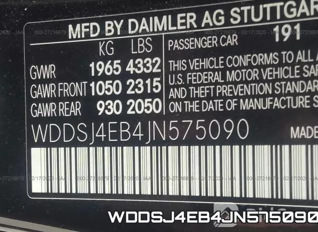 WDDSJ4EB4JN575090 фото 10