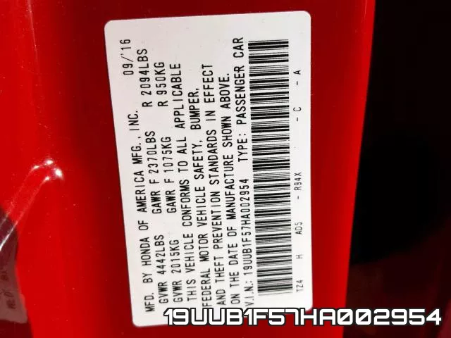 19UUB1F57HA002954 фото 2
