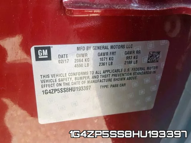 1G4ZP5SS8HU193397 фото 2