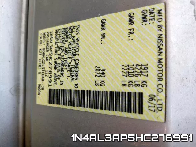 1N4AL3AP5HC276991 фото 2