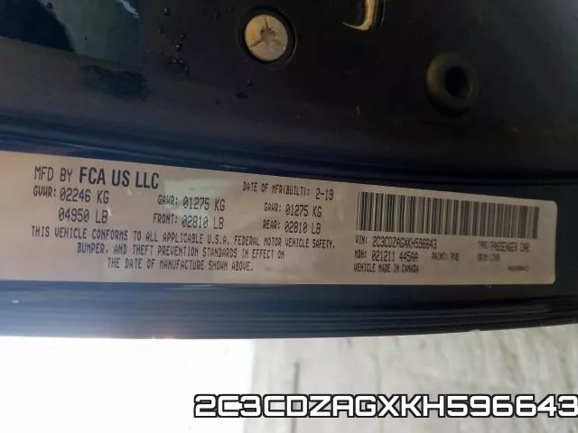 2C3CDZAGXKH596643 фото 2