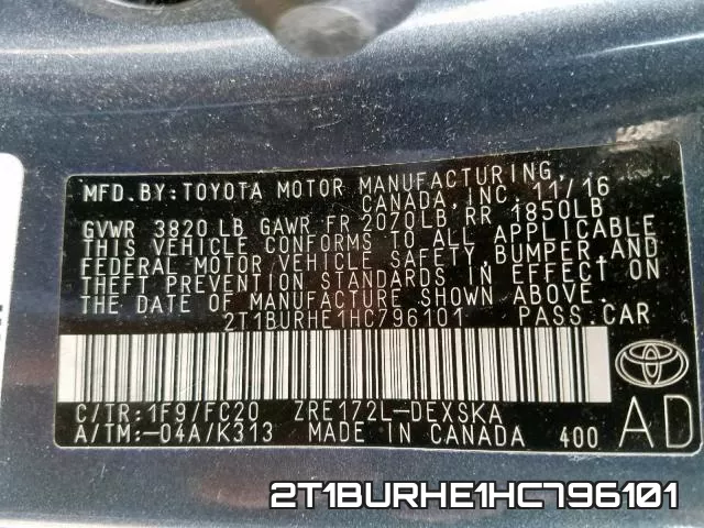 2T1BURHE1HC796101 фото 2