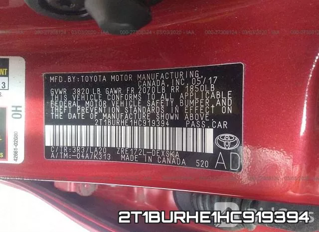 2T1BURHE1HC919394 фото 10
