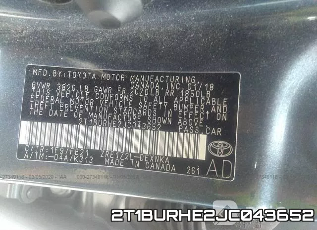 2T1BURHE2JC043652 фото 10