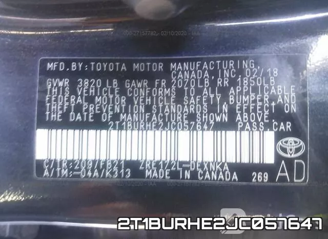 2T1BURHE2JC057647 фото 10