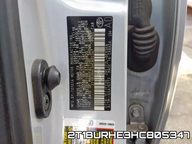 2T1BURHE3HC805347 фото 2