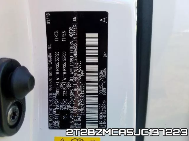 2T2BZMCA5JC137223 фото 2