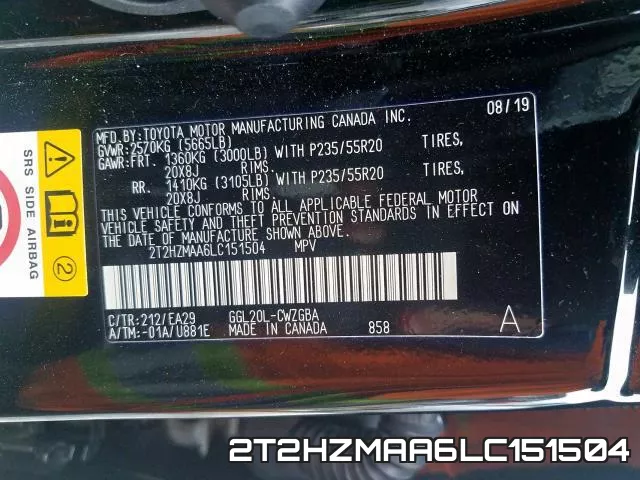 2T2HZMAA6LC151504 фото 2