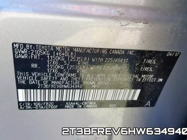 2T3BFREV6HW634940 фото 2
