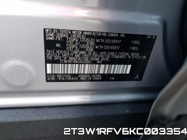 2T3W1RFV6KC003354 фото 2