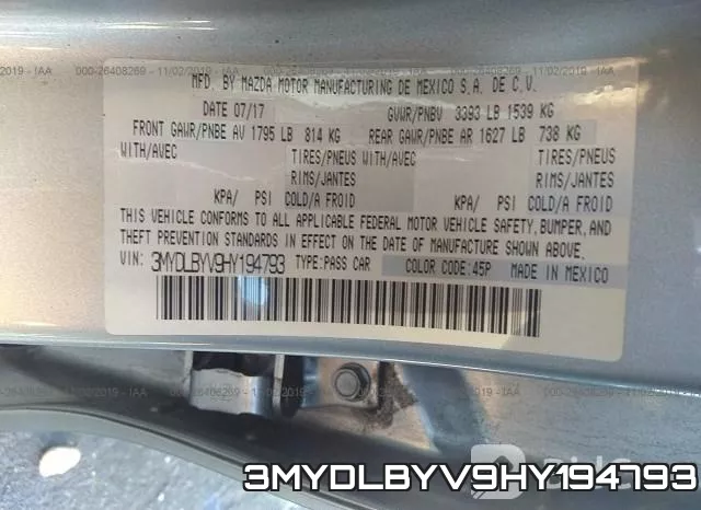 3MYDLBYV9HY194793 фото 10