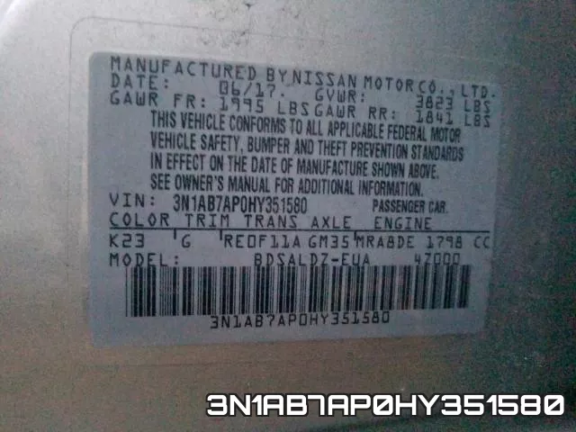 3N1AB7AP0HY351580 фото 2