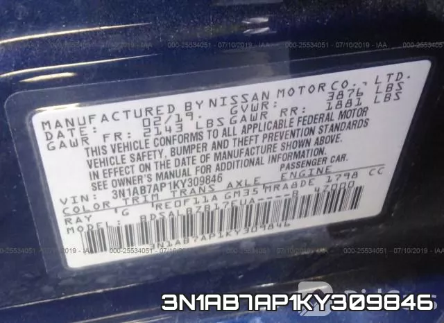 3N1AB7AP1KY309846 фото 10