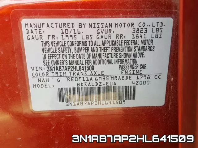 3N1AB7AP2HL641509 фото 2
