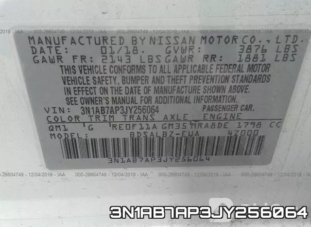 3N1AB7AP3JY256064 фото 10