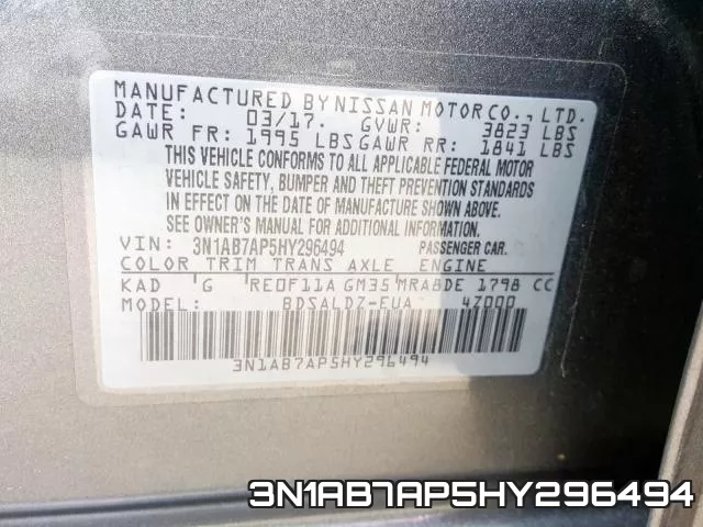 3N1AB7AP5HY296494 фото 2
