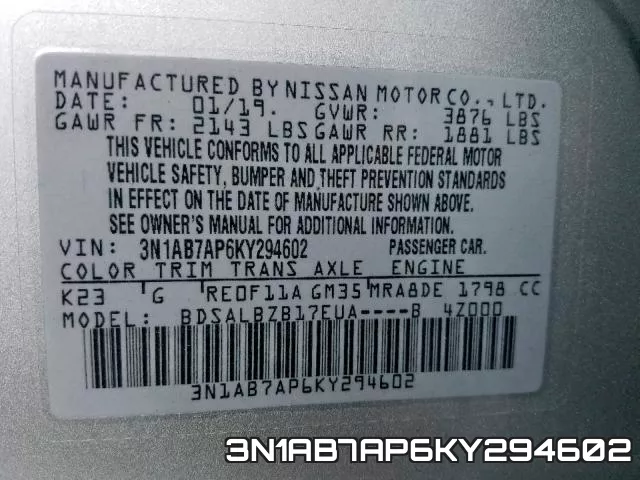 3N1AB7AP6KY294602 фото 2