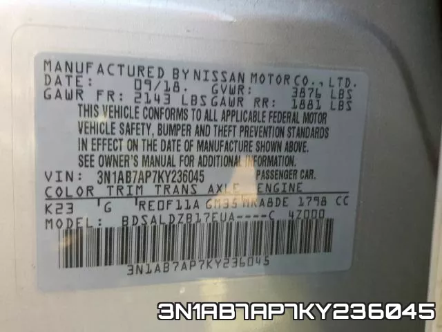3N1AB7AP7KY236045 фото 2