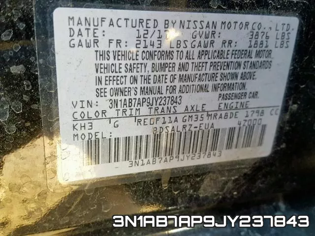 3N1AB7AP9JY237843 фото 2