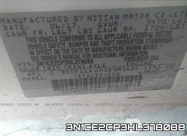 3N1CE2CP3HL378088 фото 10
