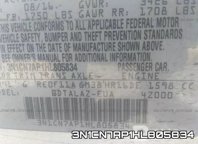 3N1CN7AP1HL805834 фото 10