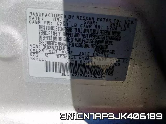 3N1CN7AP3JK406189 фото 2