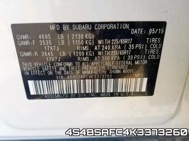 4S4BSAFC4K3373260 фото 2