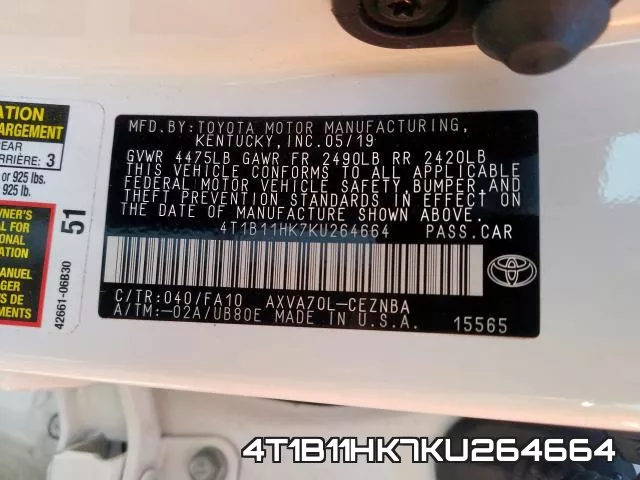 4T1B11HK7KU264664 фото 2