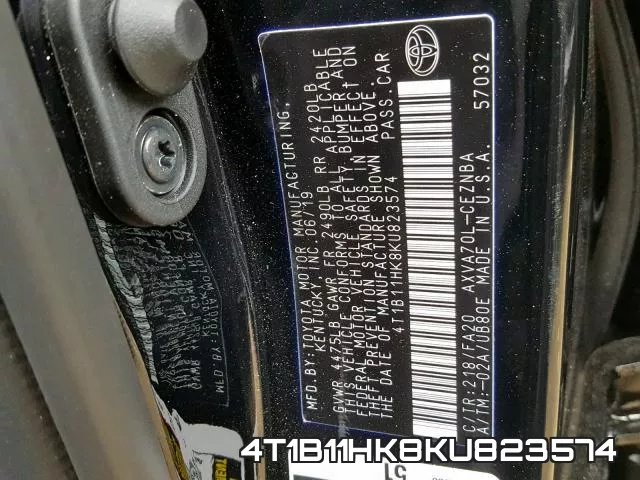 4T1B11HK8KU823574 фото 2